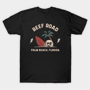 Vintage Surfing Reef Road Palm Beach Florida // Retro Surf Skull T-Shirt